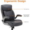 imageAmazon Basics Ergonomic Executive Office Desk Chair with Lumbar Support Flipup Armrests Adjustable Height Cream LeatherGrey
