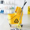 imageAmazon Basics Floor Cleaning Rectangular Mop Bucket with Sturdy Down Press Wringer Combo 35Quart Yellow