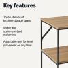 imageAmazon Basics Kitchen Island with 3 Storage Shelves Black and Oak Effect