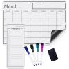 imageAmazon Basics Magnetic Dry Erase Whiteboard Calendar for Fridge Easy to Clean Schedule Organizer 12 x 17 Includes 4 Markers and Eraser