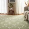 imageAmazon Basics Thin Indoor Area Rug Geometric Printed Washable Home Decor Carpet for Living Room Bedroom 6 W  9 L Beige GeometricGreen Geometric