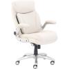 imageAmazon Basics Ergonomic Executive Office Desk Chair with Lumbar Support Flipup Armrests Adjustable Height Cream LeatherCream
