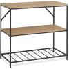 imageAmazon Basics Kitchen Island with 3 Storage Shelves Black and Oak Effect