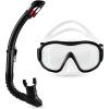 imageAmazon Basics Snorkel Mask with DryTop Tube and Carry Bag Snorkeling Gear for Adults Black