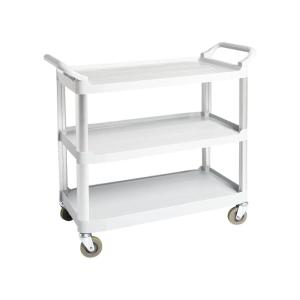 imageAmazon Basics 3Tier Rolling Utility Cart Commercial Grade 400 lbs Loading Capacity Portable Mobile Shelving Gray