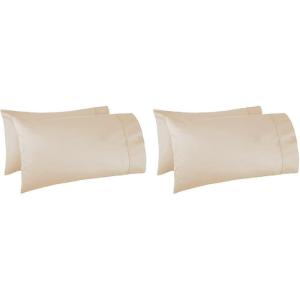 imageAmazon Basics 400 Thread Count 100 Cotton Pillow Cases Sateen Weave King Dark Gray 40 x 20 Set of 2 Pillows Not IncludedBeige