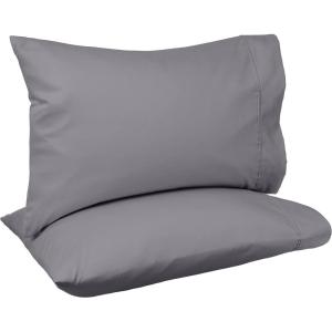 imageAmazon Basics 400 Thread Count 100 Cotton Pillow Cases Sateen Weave King Dark Gray 40 x 20 Set of 2 Pillows Not IncludedDark Gray