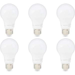 imageAmazon Basics A19 LED Light Bulb 60W Equivalent 9W Energy Efficient E26 Standard Base Soft White 2700K NonDimmable 10000 Hour Lifetime 6Pack