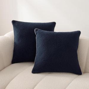 imageAmazon Basics Boucle Throw Pillow Covers for Couch Living Room Home Decor with Hidden Zipper Green 1818in Pack of 2Blue