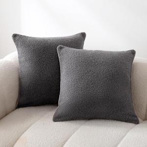 imageAmazon Basics Boucle Throw Pillow Covers for Couch Living Room Home Decor with Hidden Zipper Green 1818in Pack of 2Grey