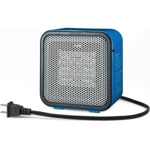 imageAmazon Basics Ceramic Space Heater Mini Heater for Office Desk Portable Tent Heater Indoor Use 500 W With TipOver Protection Lightweight 14 LBS Black 587D x 315W x 595HBlue