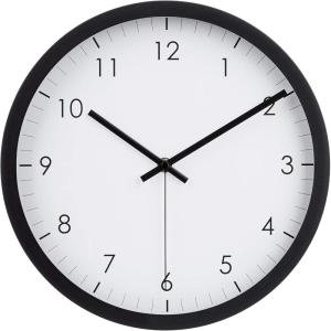 imageAmazon Basics Classic 12 Round Wall Clock Easy to Read Silent Non Ticking Battery Operated BlackBlack