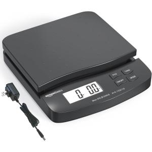 imageAmazon Basics Digital Postal Shipping Scale with Tare Function AC Adapter 65 lb Capacity 01 oz Readability LCD Display Black65 pound