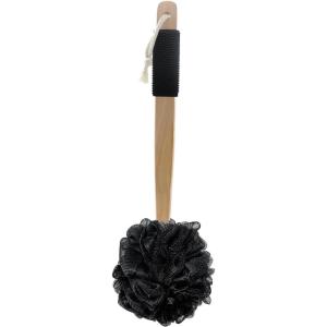 imageAmazon Basics Exfoliating Loofah Brush Body Scrubber with Rubber Handle for Shower Bath Sponge