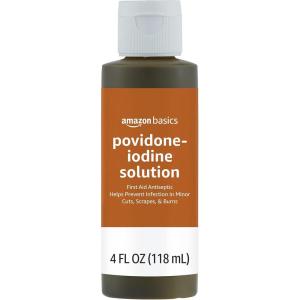 imageAmazon Basics First Aid Antiseptic 10 Povidone Iodine Solution First Aid Antiseptic Unflavored 8 Fluid Ounces 1Pack Previously Solimo4 Fl Oz Pack of 1