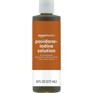 imageAmazon Basics First Aid Antiseptic 10 Povidone Iodine Solution First Aid Antiseptic Unflavored 8 Fluid Ounces 1Pack Previously Solimo8 Fl Oz Pack of 1