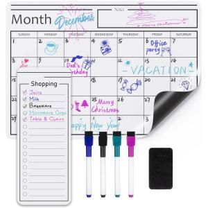 imageAmazon Basics Magnetic Dry Erase Whiteboard Calendar for Fridge Easy to Clean Schedule Organizer 12 x 17 Includes 4 Markers and Eraser