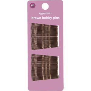 imageAmazon Basics No Slip Bobby Hair Pins Brunette Brown High Gloss for Comfortable AllDay Styling and Updos All Hair Types 72 CountBrown