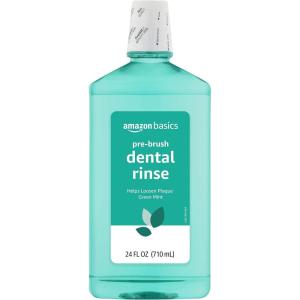 imageAmazon Basics PreBrush Dental Rinse Green Mint Flavor Loosens Plaque Before Brushing 24 Fluid Ounces 1Pack Previously Solimo24 Ounce Pack of 1