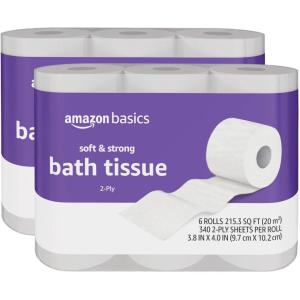 imageAmazon Basics Soft and Strong 2Ply Toilet Paper 18 Ultra Rolls  72 Regular Rolls Unscented 340 Sheet 3 Packs of 6340 sheet Pack of 12