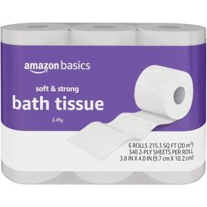 imageAmazon Basics Soft and Strong 2Ply Toilet Paper 18 Ultra Rolls  72 Regular Rolls Unscented 340 Sheet 3 Packs of 6340 sheet Pack of 6