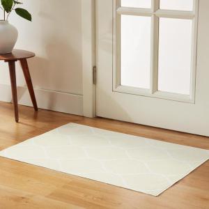 imageAmazon Basics Thin Indoor Area Rug Geometric Printed Washable Home Decor Carpet for Living Room Bedroom 6 W  9 L Beige GeometricBeige Geometric