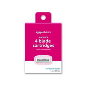 imageAmazon Basics Womens 4 Blade Razor with Pivoting Head for Close Shave Moisturizing Surround Fits AmazonBasics amp Venus Handles Includes 1 Handle 2 Cartridges amp 1 Shower Hanger Pink6 Refills