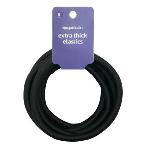 imageAmazon Basics XL amp Extra Thick No Damage Elastics for Thick Hair Ponytail Holders Black Pack of 9Black